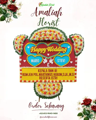 Karangan Papan Bunga Pernikahan di Kadupandak